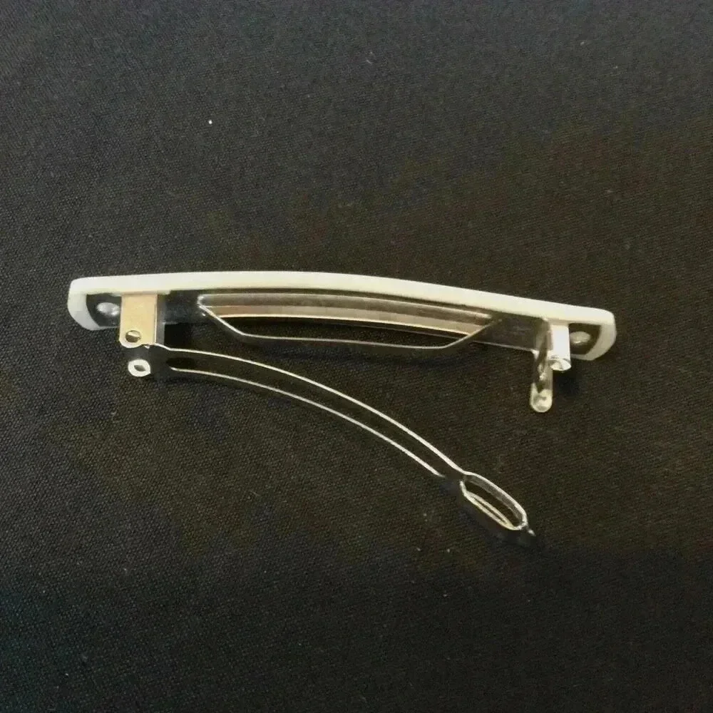Vintage Womens Ivory Mother of‎ Pearl Look Clasp Rectangle Barette Hairpins Clip